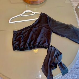 Black Satin Off the Shoulder Top *worn once*